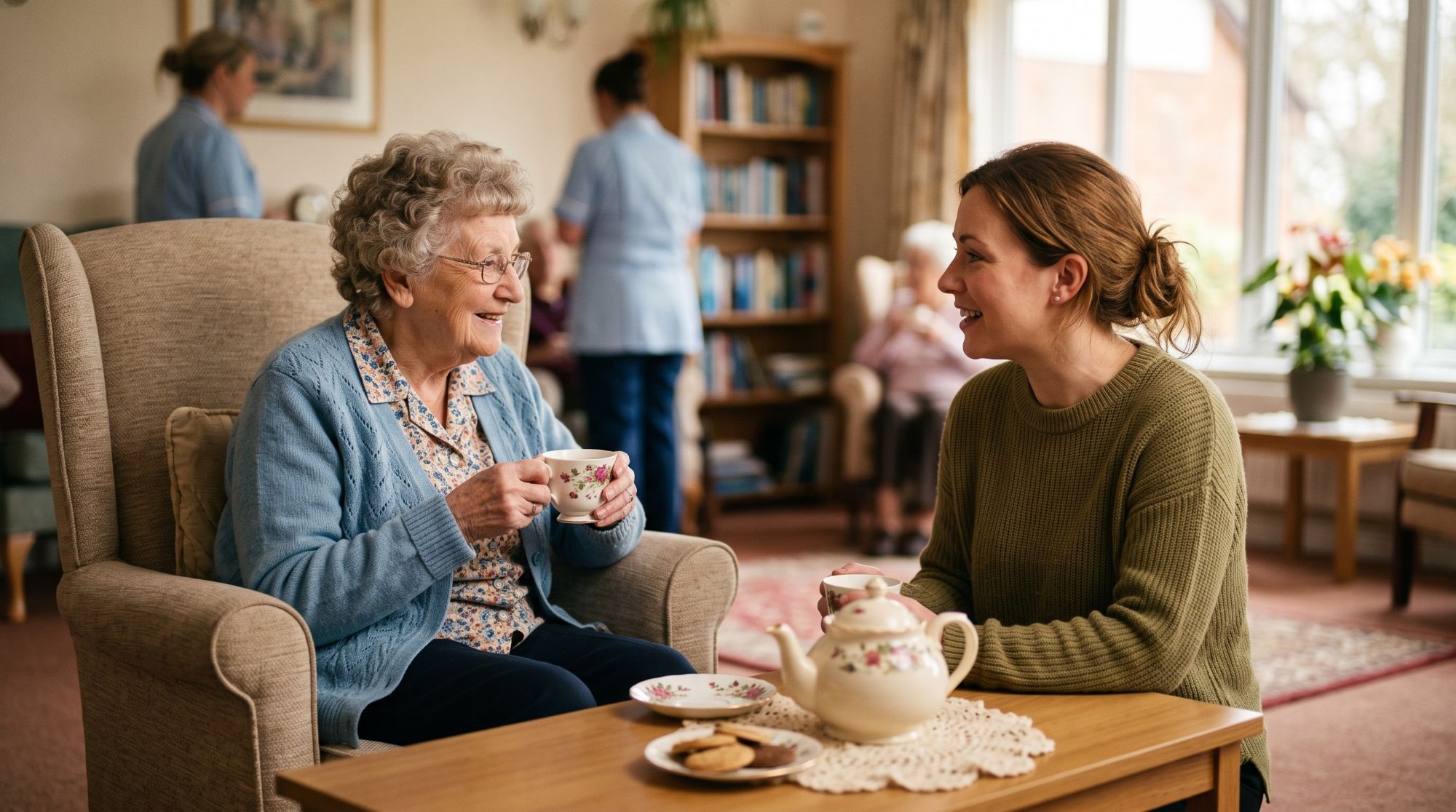 Young Woman Visits Elder Family Member in Nursing Home